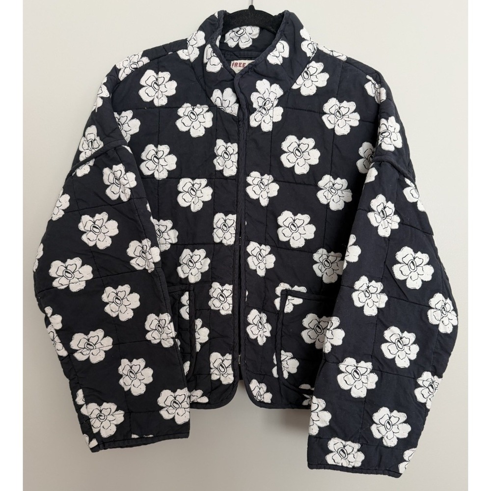 Free People Chloe Floral Quilted Jacket Night Blooms Women's Size Small